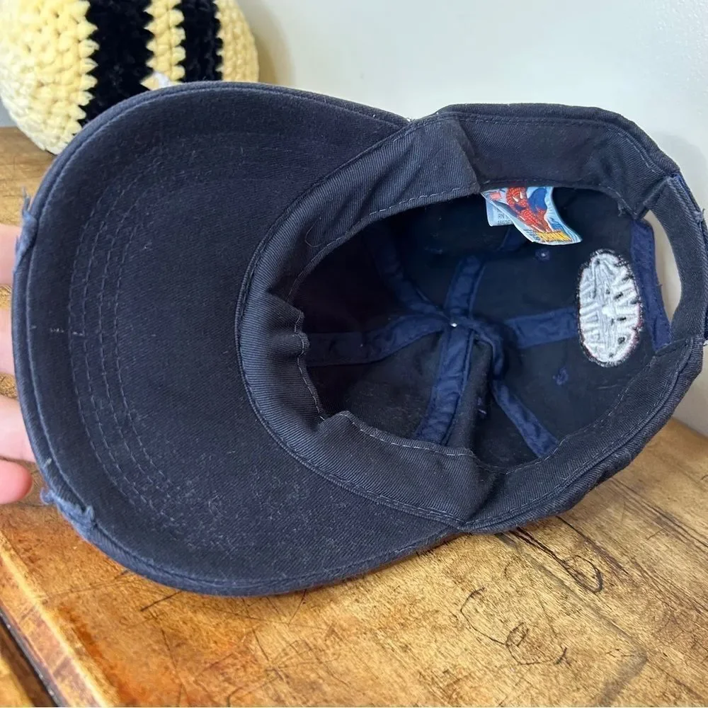Marvel Spiderman Distressed Hat Navy Blue Red Baseball Cap Child O/S adjustable
